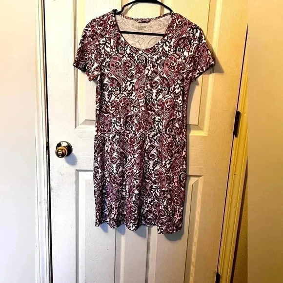 EUC Lands End Argyle  Cap Sleeve 100% Cotton T-shirt Dress Size XS Spring Pretty - Picture 1 of 4